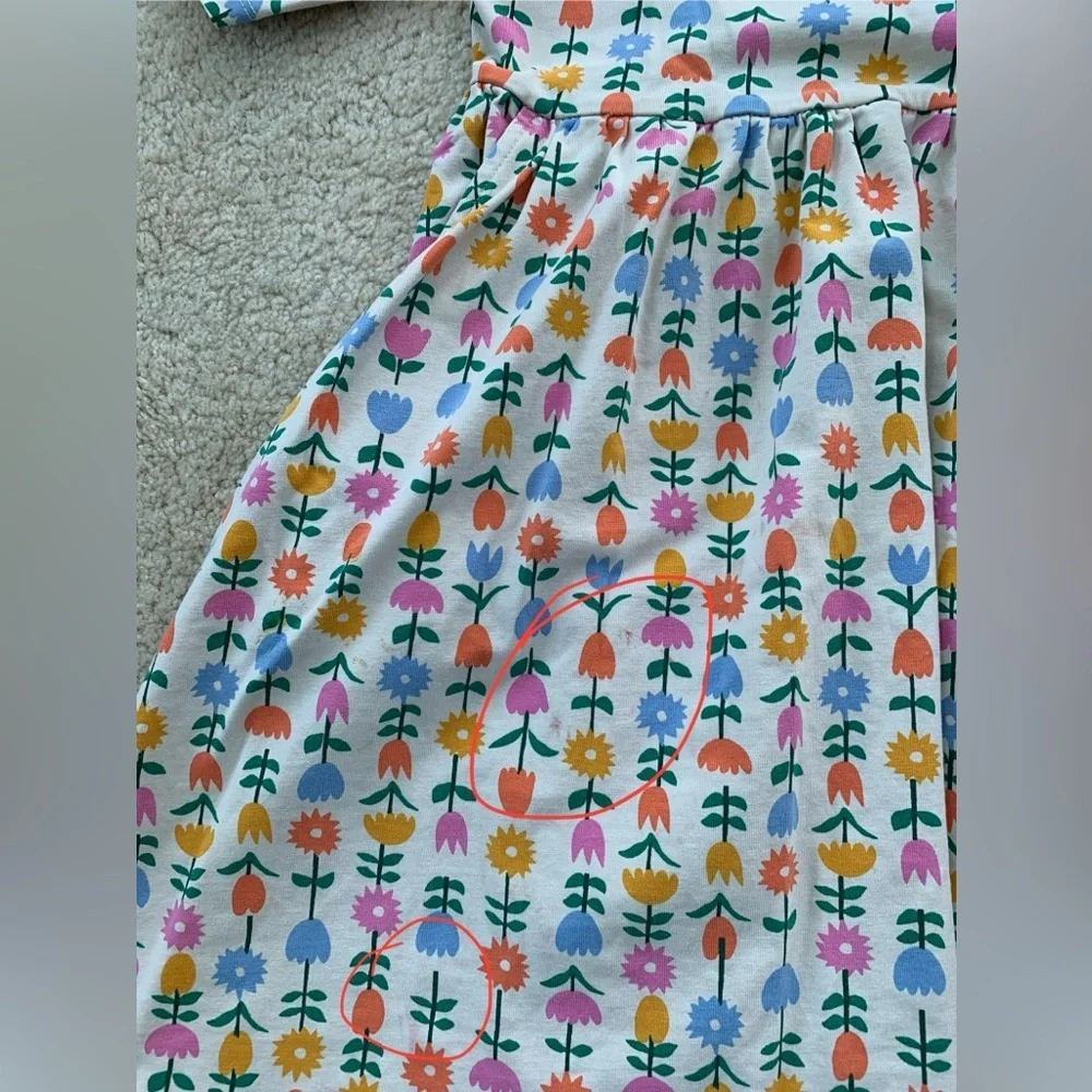 Hanna Andersson Size 130, 8, Short Sleeve Pocket Skater Dress in Colorful Tulip